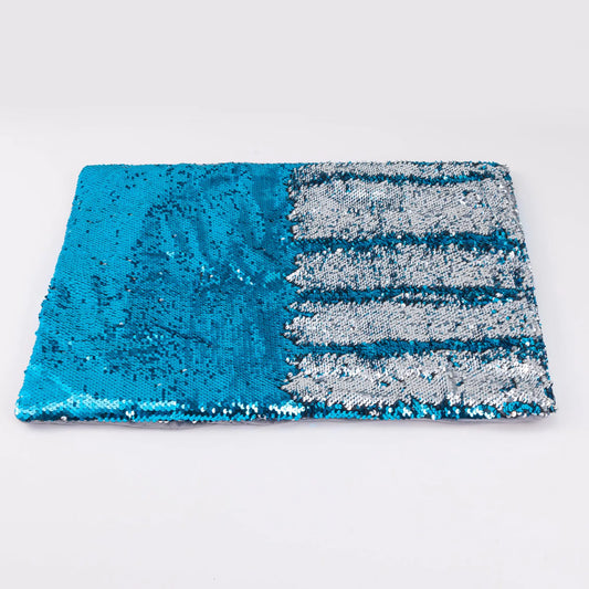 Hugsmiling Sequin Weighted Lap Pad - 18 * 22 * 1 Inch 7lbs Sequin Weighted Lap Blanket for Everyday Sensory Companion Easy to Maneuver Sequins Good Gift for Kids and Adult (Blue and Silver)